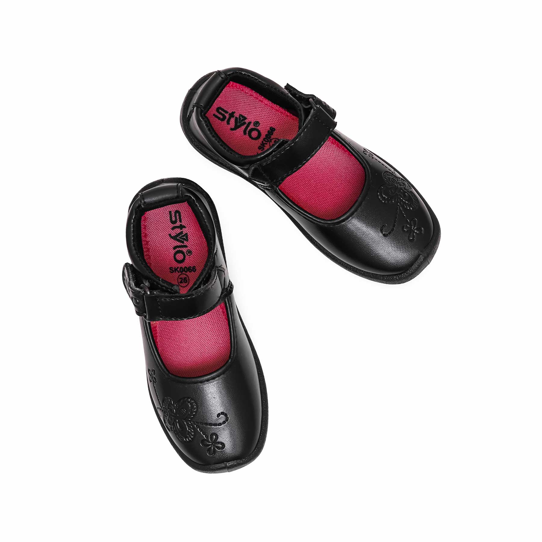 Girls Black Velcro Strap School Shoes SK0066 - Image 4