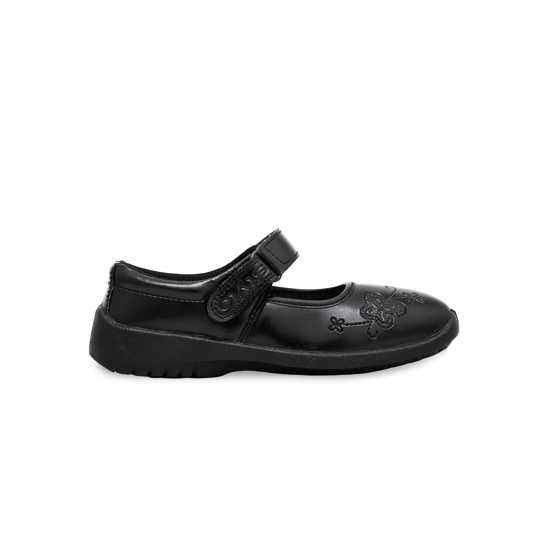 Girls Black Velcro Strap Schools Shoes SK0067