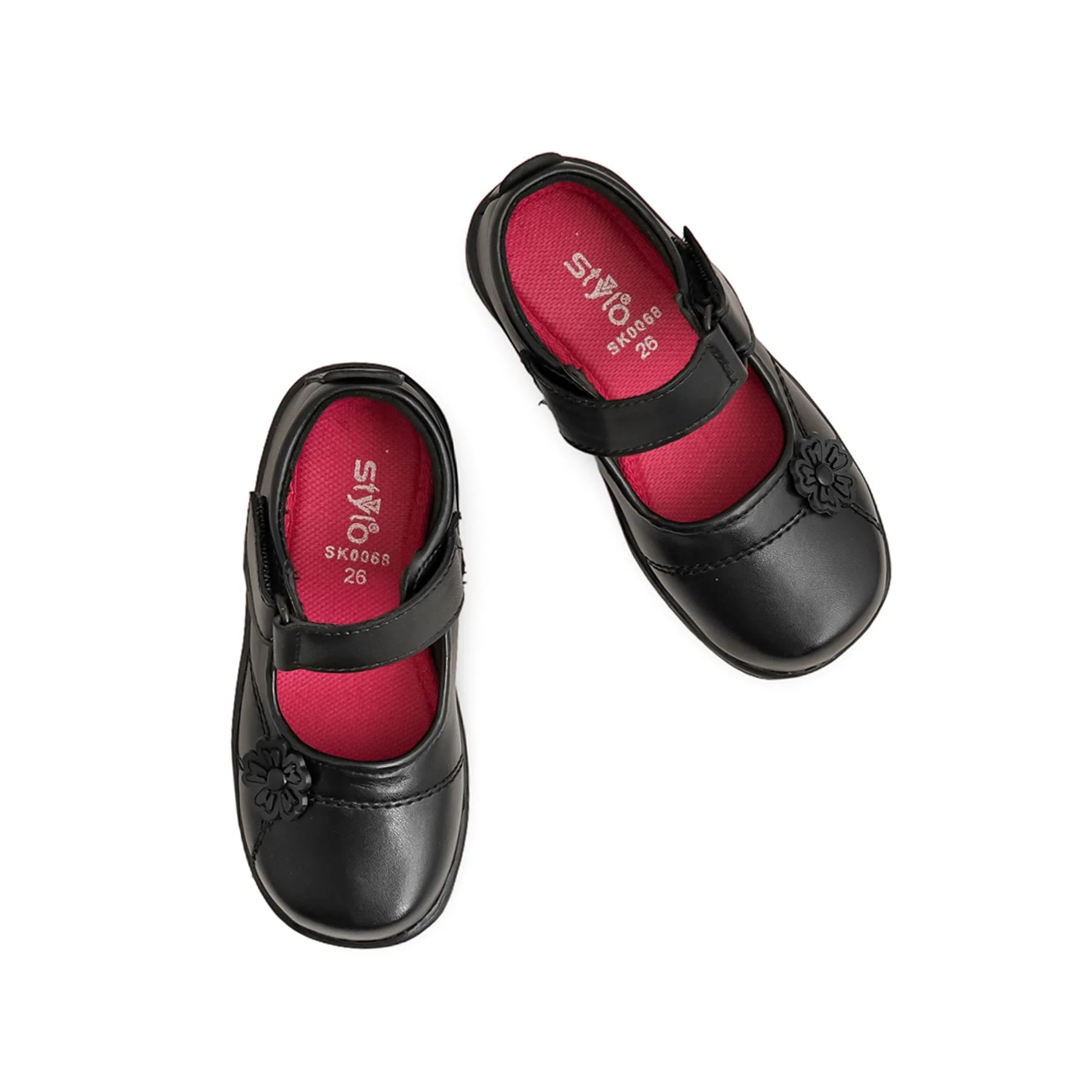 Girls Black Velcro Strap School Shoes SK0068 - Image 5