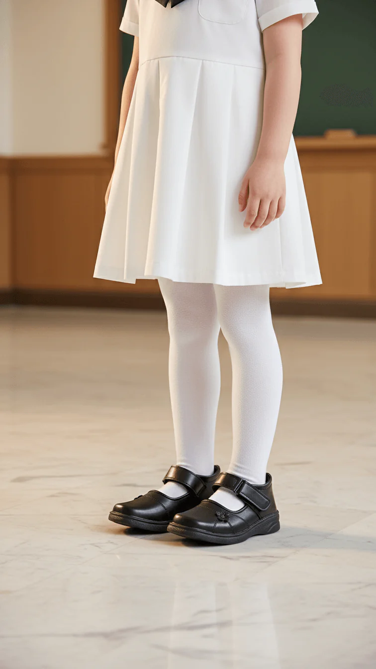 Girls Black Velcro Strap School Shoes SK0069