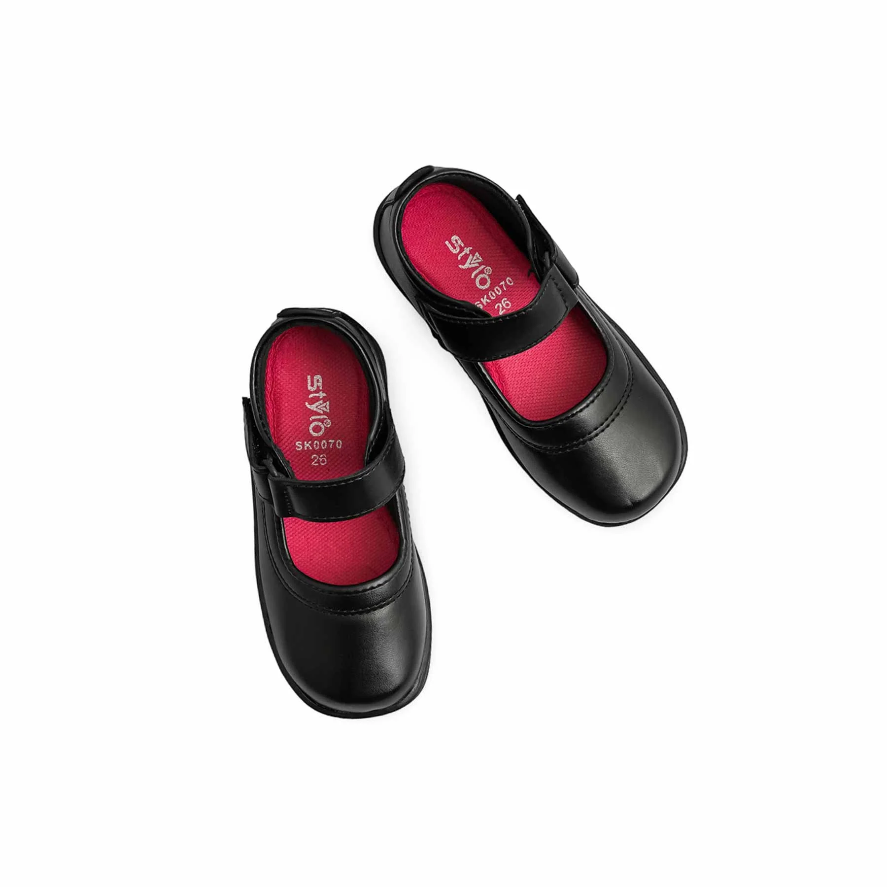 Girls Black Velcro Strap School Shoes SK0070 - Image 5