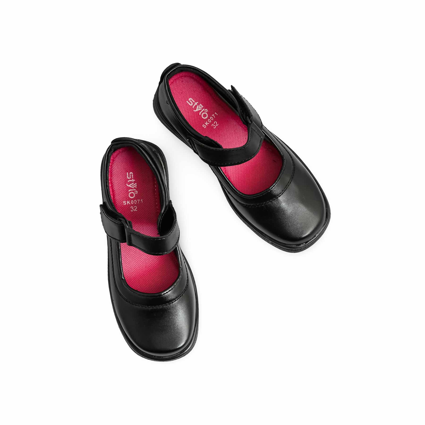 Girls Black Velcro Strap School Shoes SK0071 - Image 5
