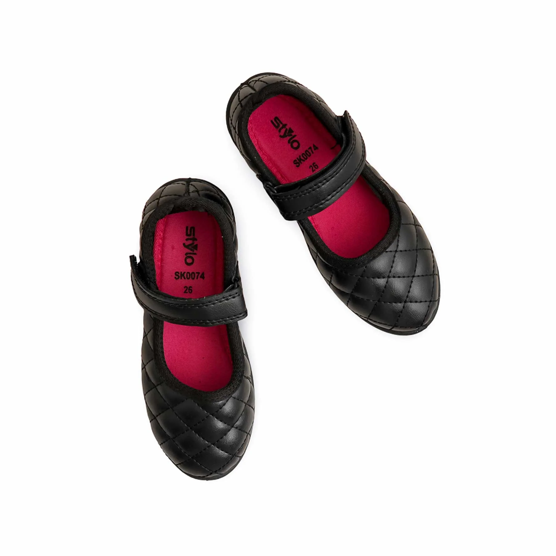 Girls Black Velcro Strap School Shoes SK0074 - Image 4