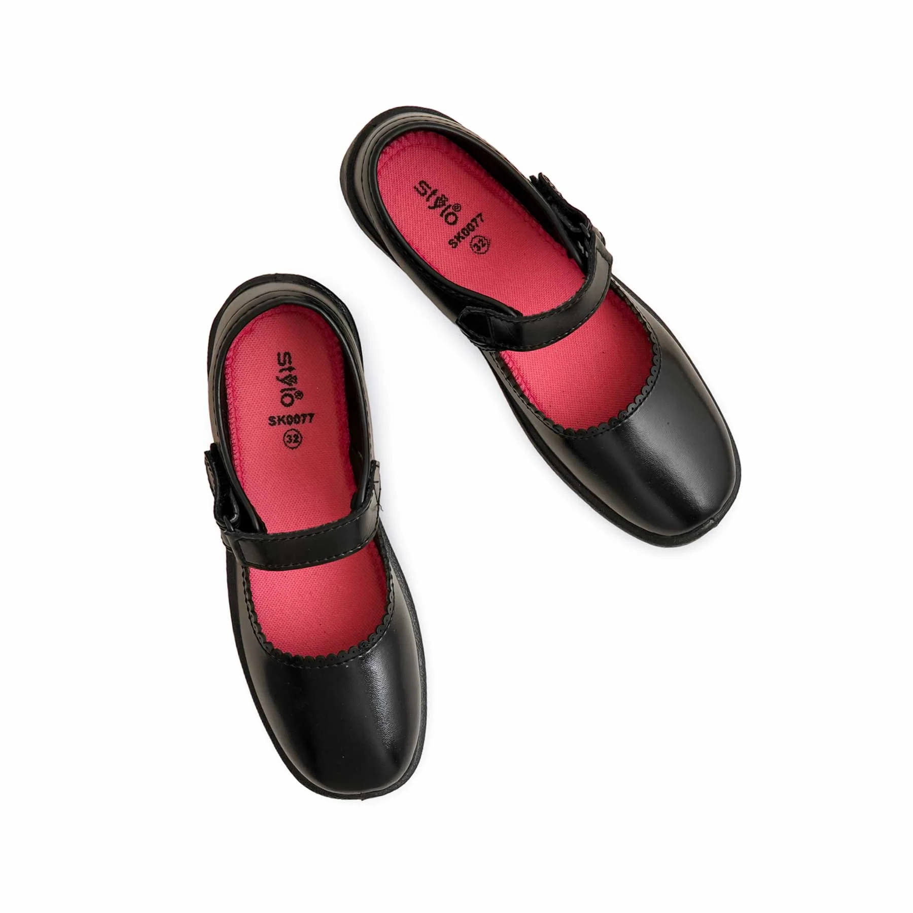 Girls Black Velcro Strap School Shoes SK0077 - Image 5