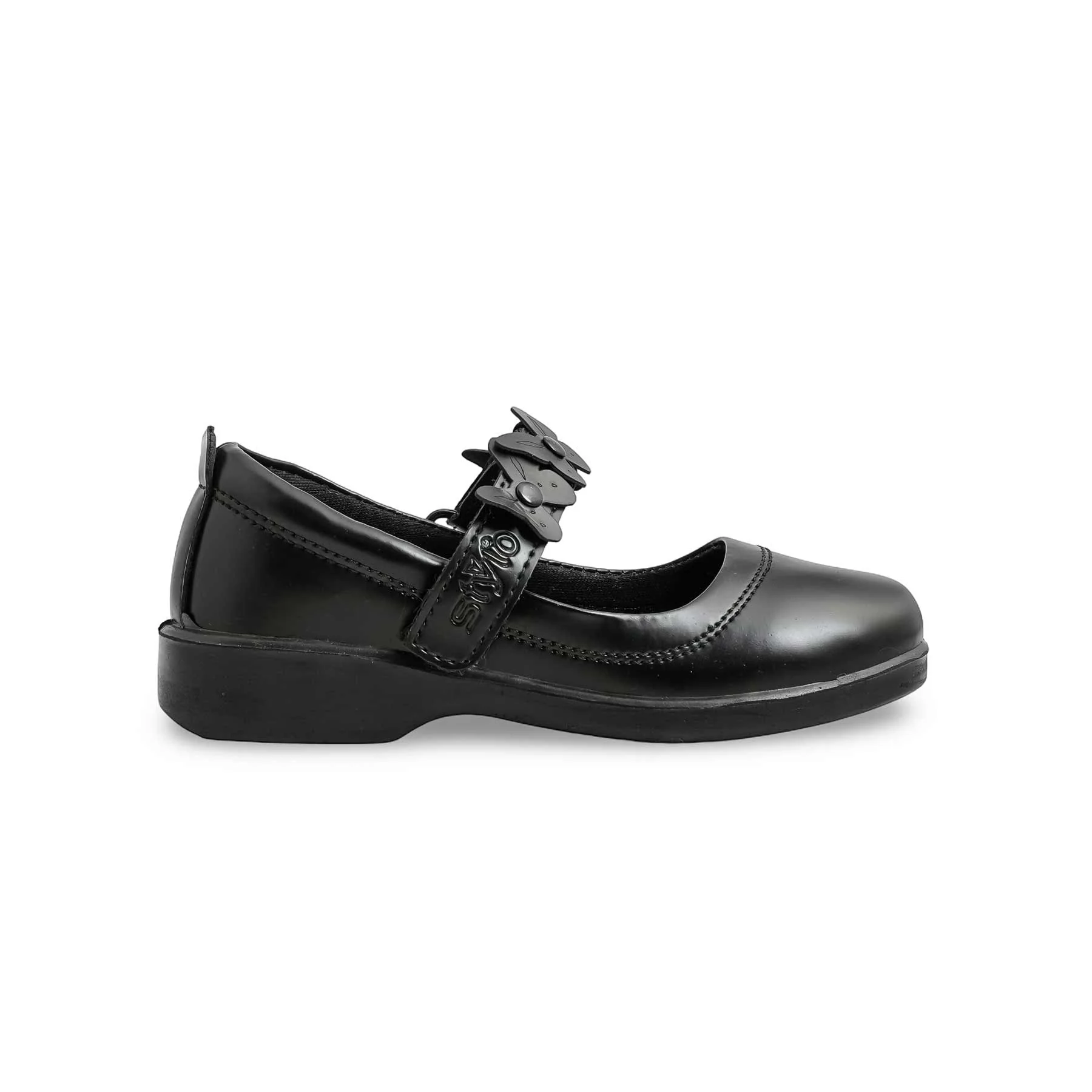 Girls Black Velcro Strap School Shoes SK0078 - Image 2