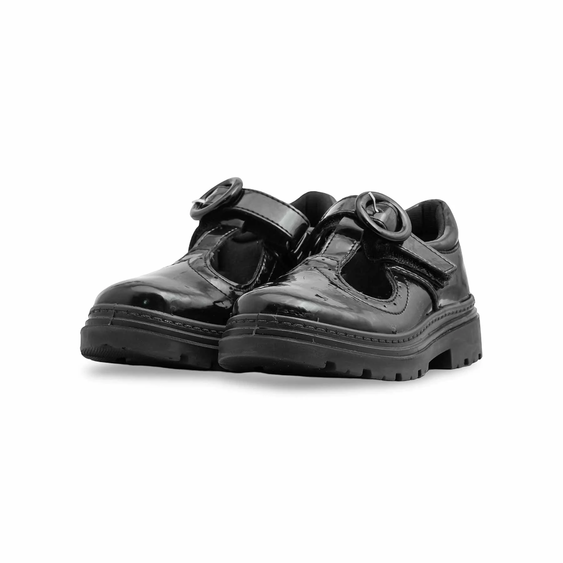 Girls Black Velcro Strap School Shoes SK0090 - Image 3
