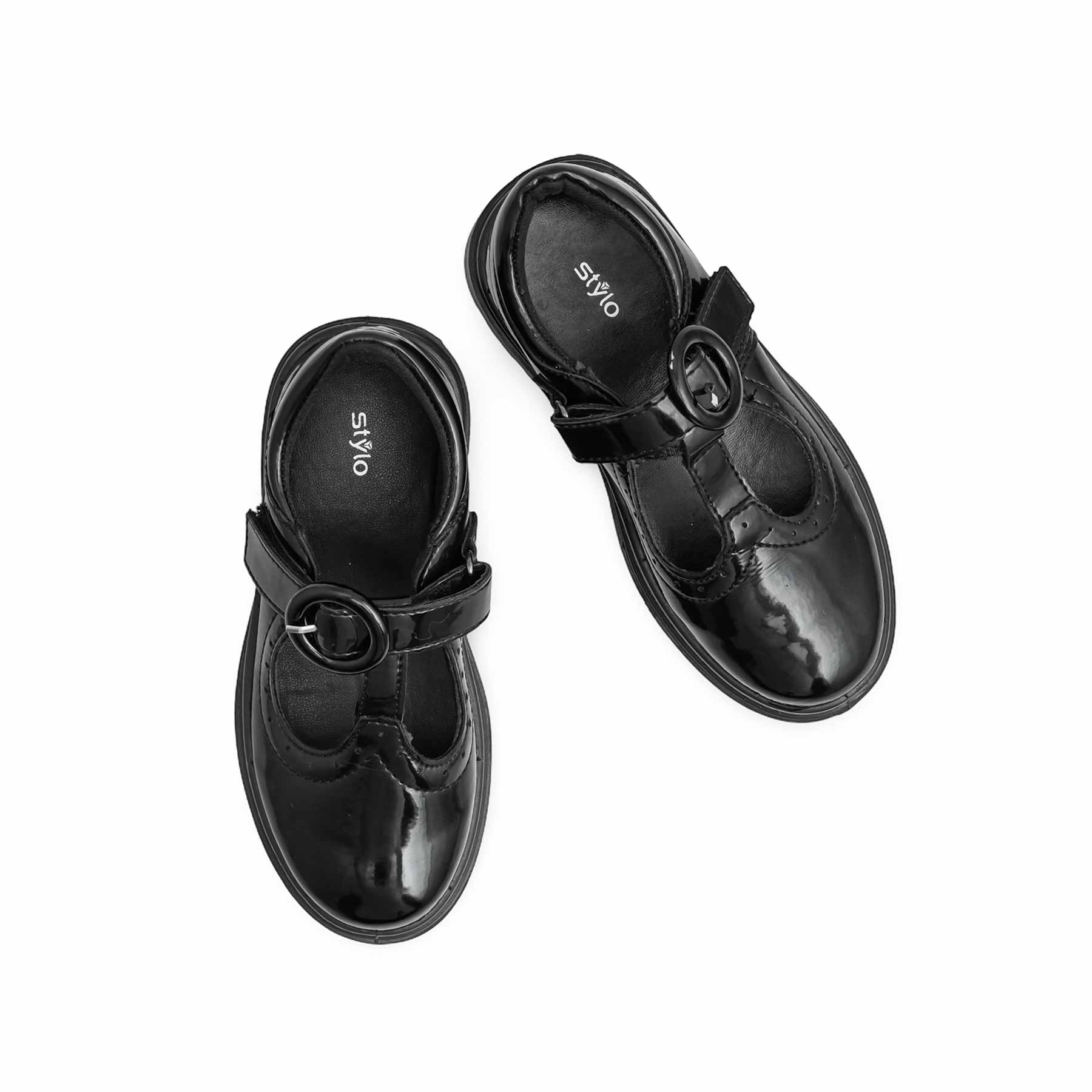 Girls Black Velcro Strap School Shoes SK0090 - Image 5