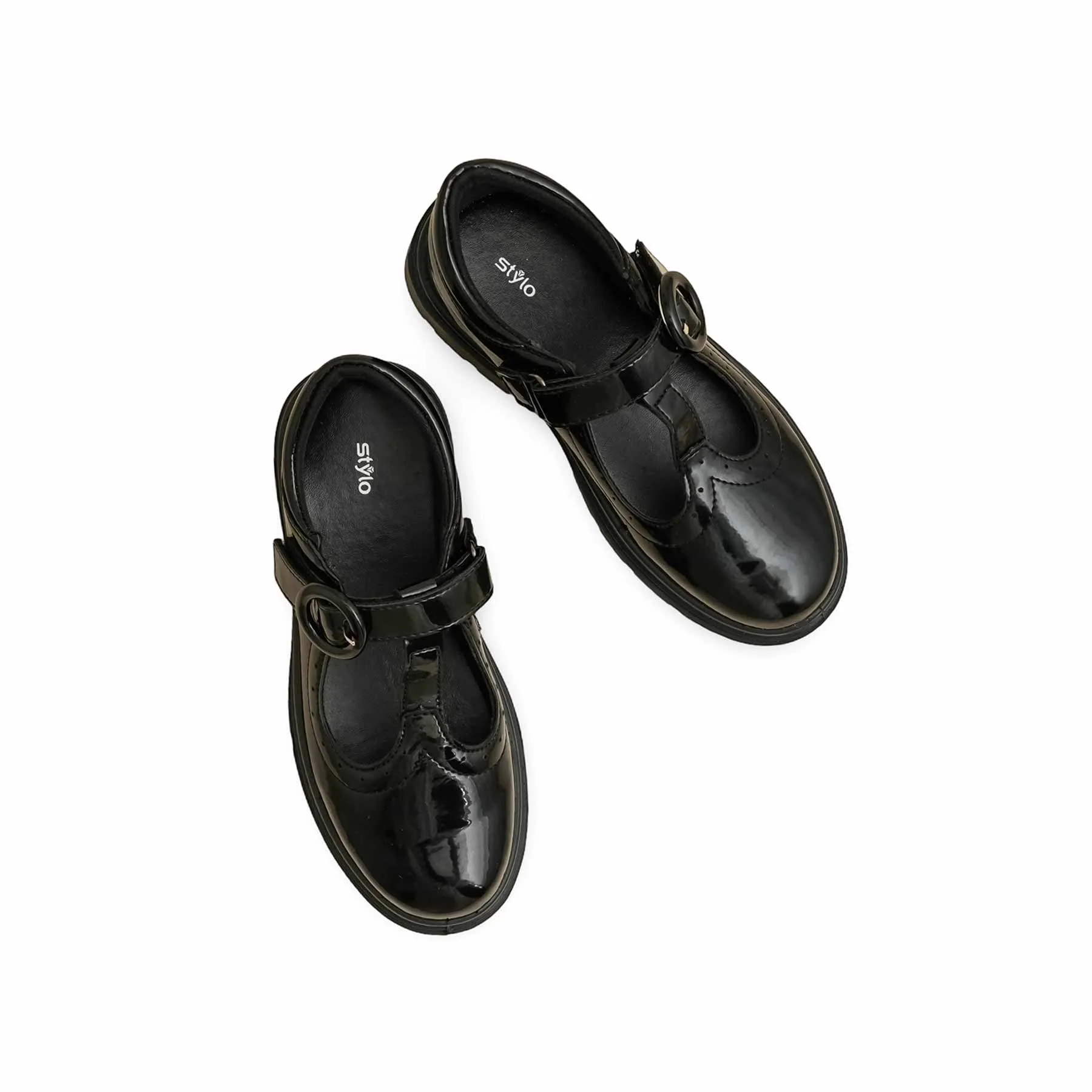Girls Black Velcro Strap School Shoes SK0091 - Image 5