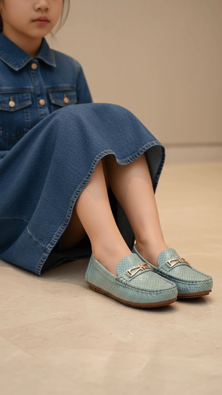 Girls Blue Formal Moccasin KD2602