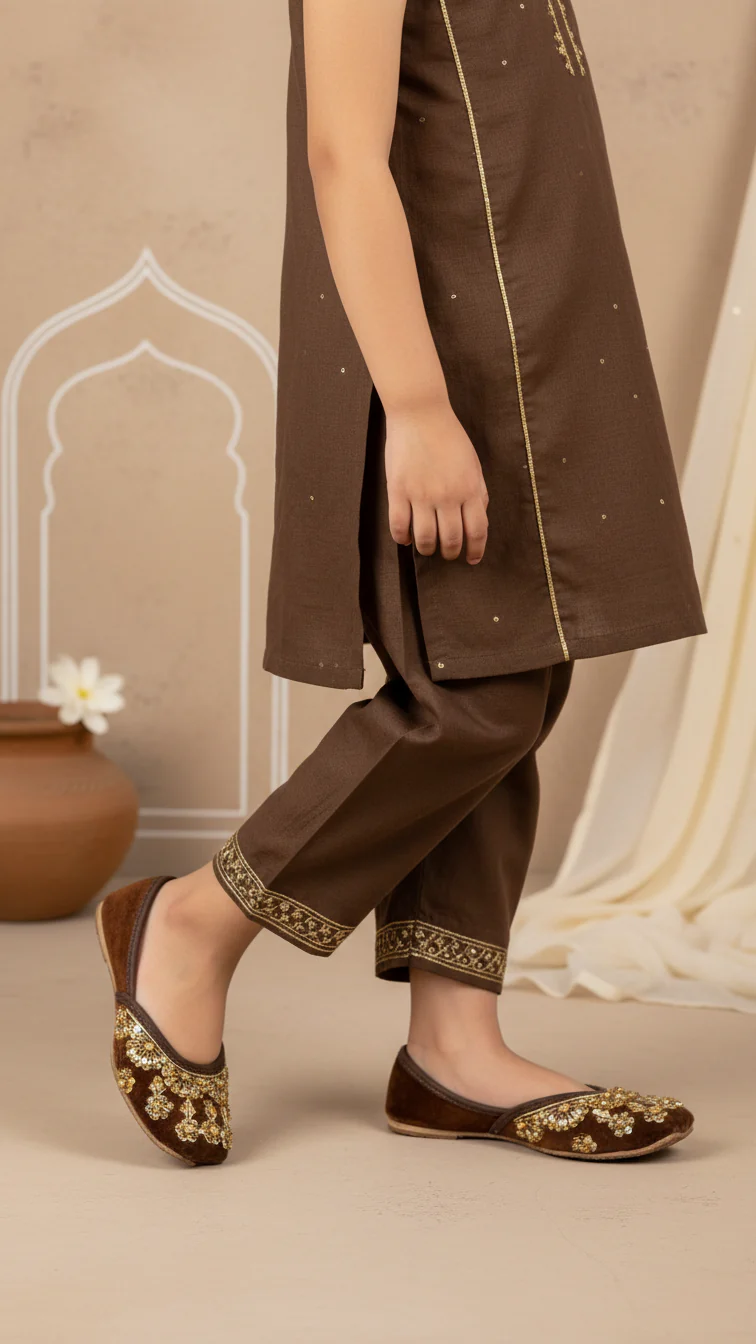 Girls Brown Fancy Khussa KD2448