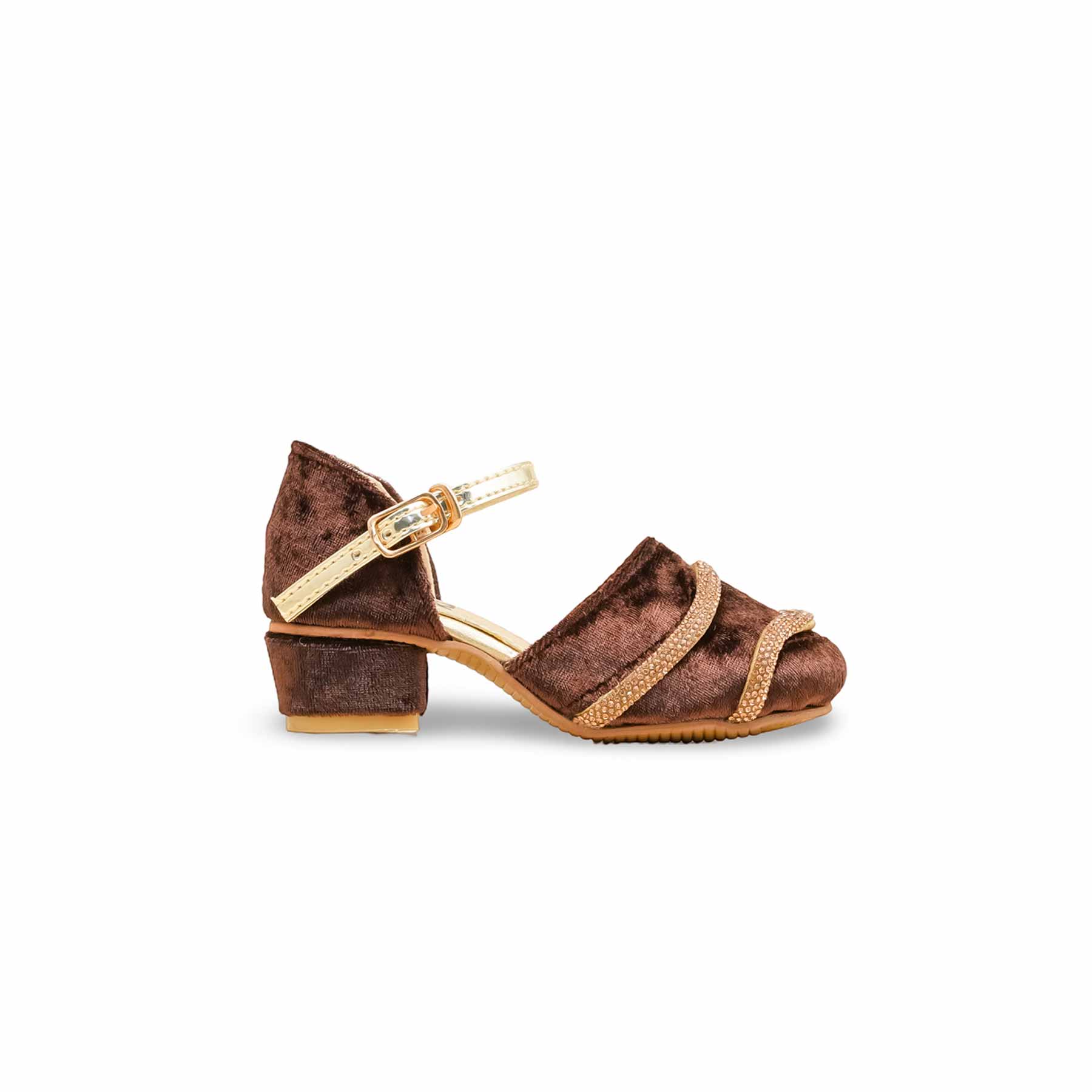 Girls Brown Fancy Pumps KD2482 - Image 2