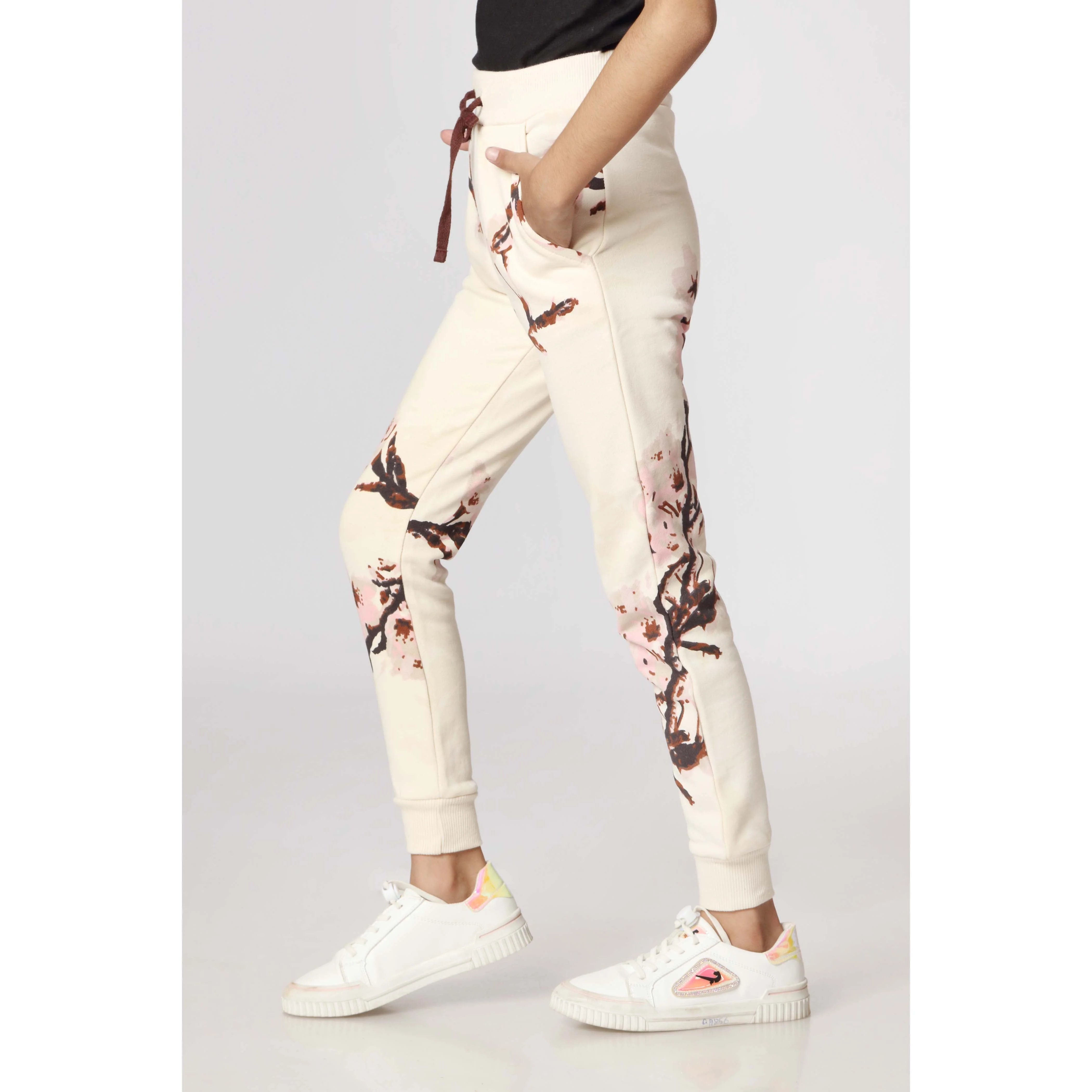 Girls Cream Fleece Trousers PW2859 - Image 3