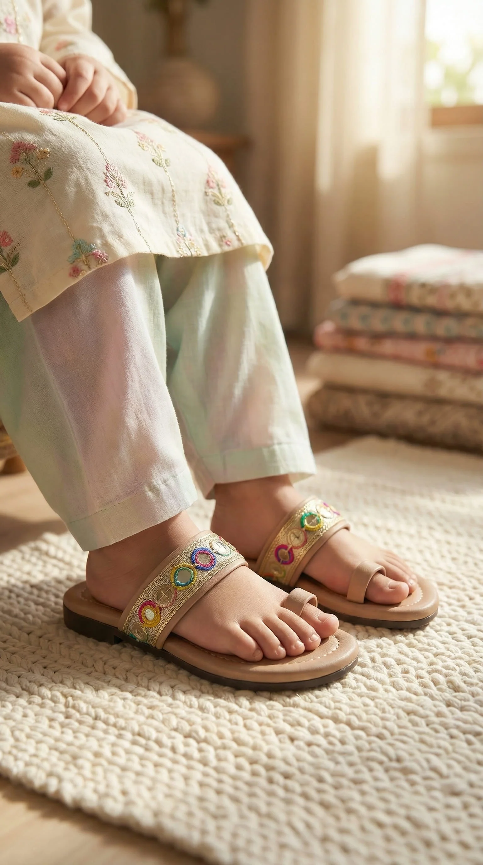 Girls Golden Casual Slipper KD5921 - Image 2