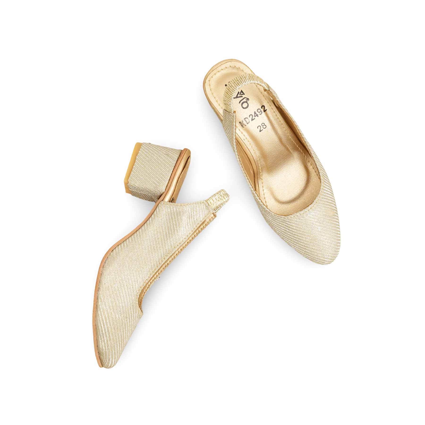 Girls Golden Fancy Court Shoes KD2492 - Image 5