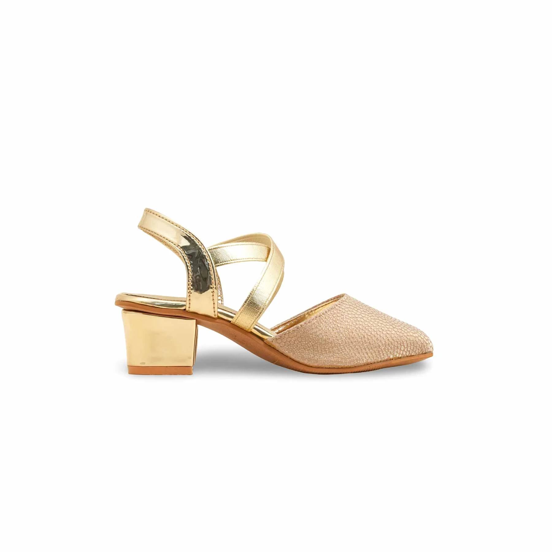 Girls Golden Fancy Pumps KD2586 - Image 2