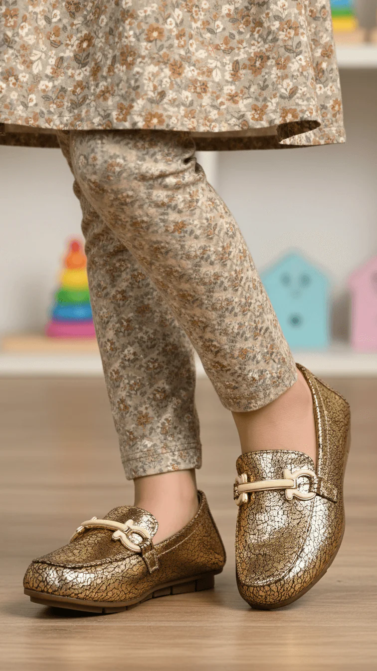 Girls Golden Fancy Moccasin KD2599