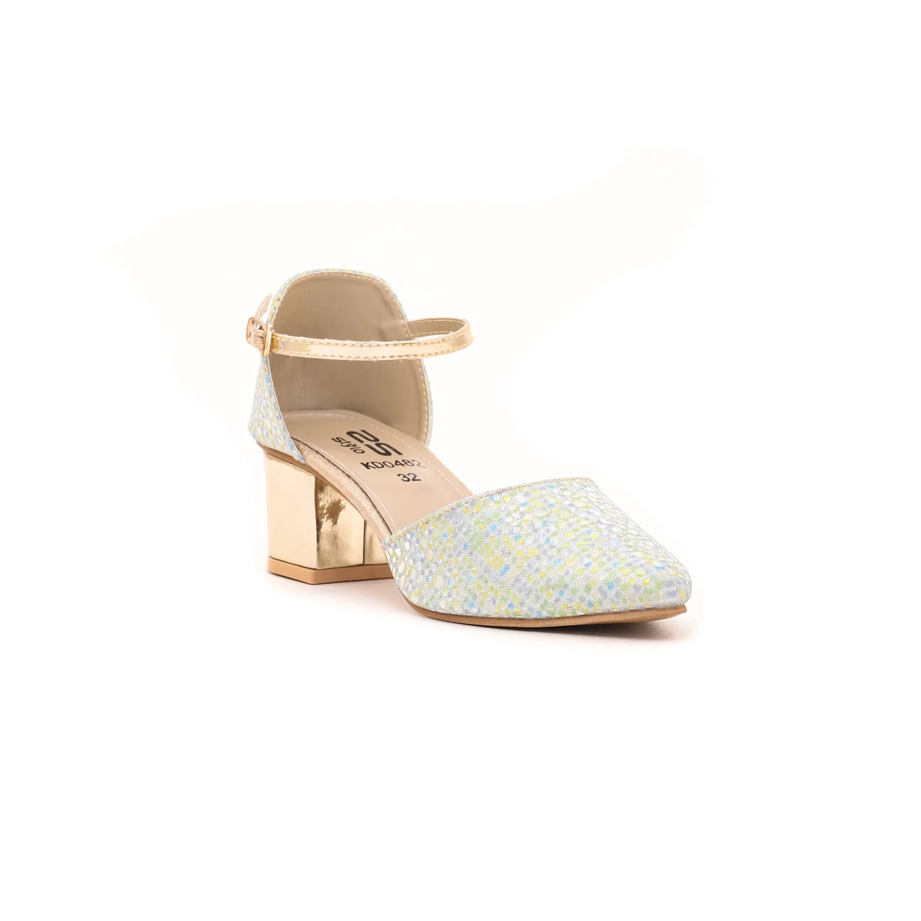 Girls Golden Fancy Pumps KD0482 - Image 2