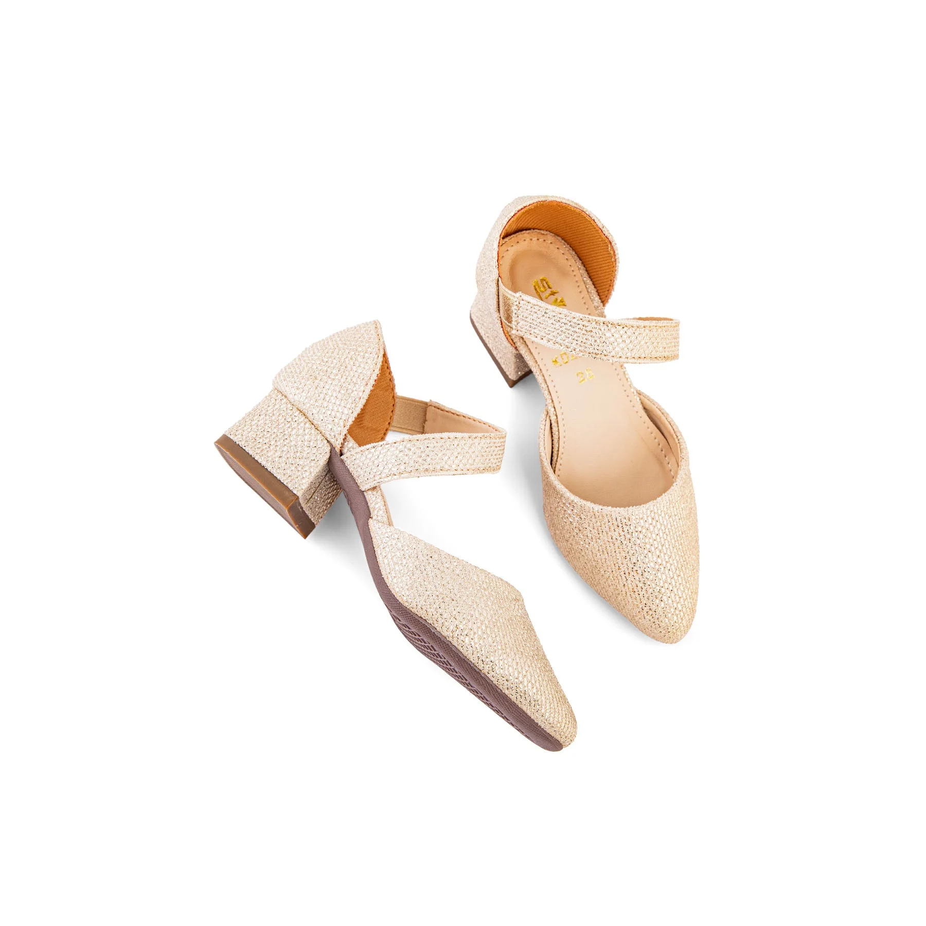 Girls Golden Fancy Pumps KD2405 - Image 4