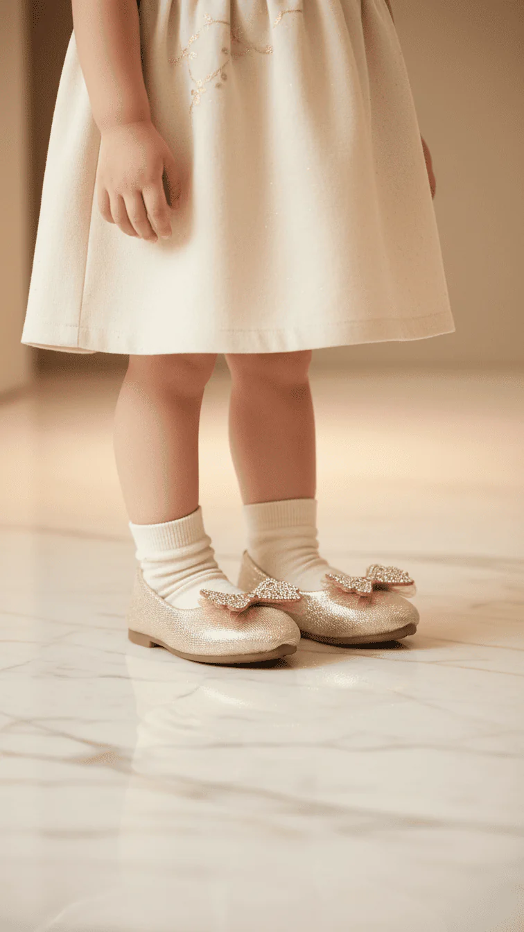 Girls Golden Fancy Pumps KD2535