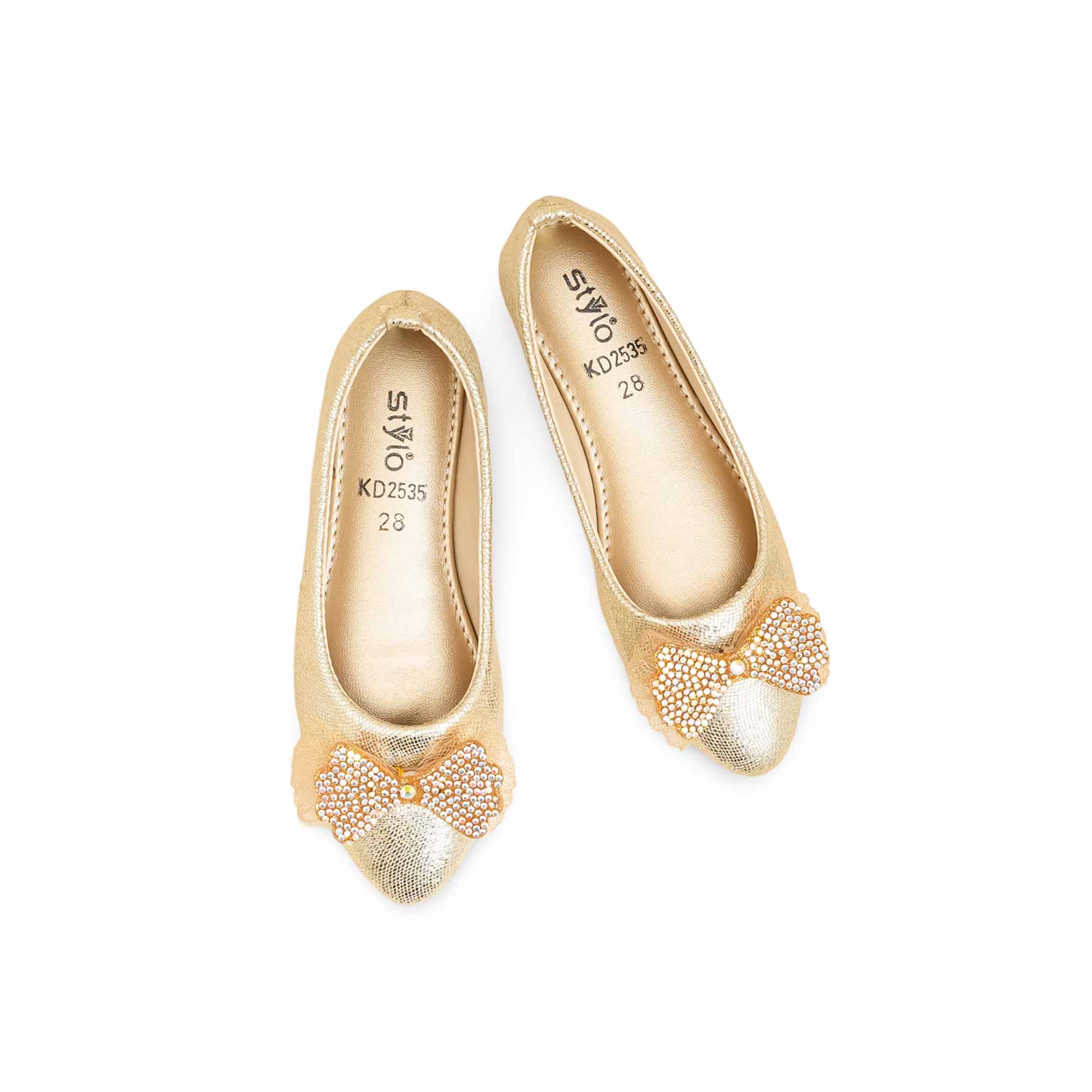Girls Golden Fancy Pumps KD2535 - Image 5