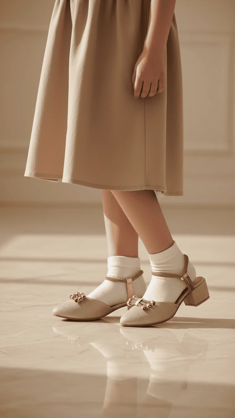 Girls Golden Fancy Pumps KD2567