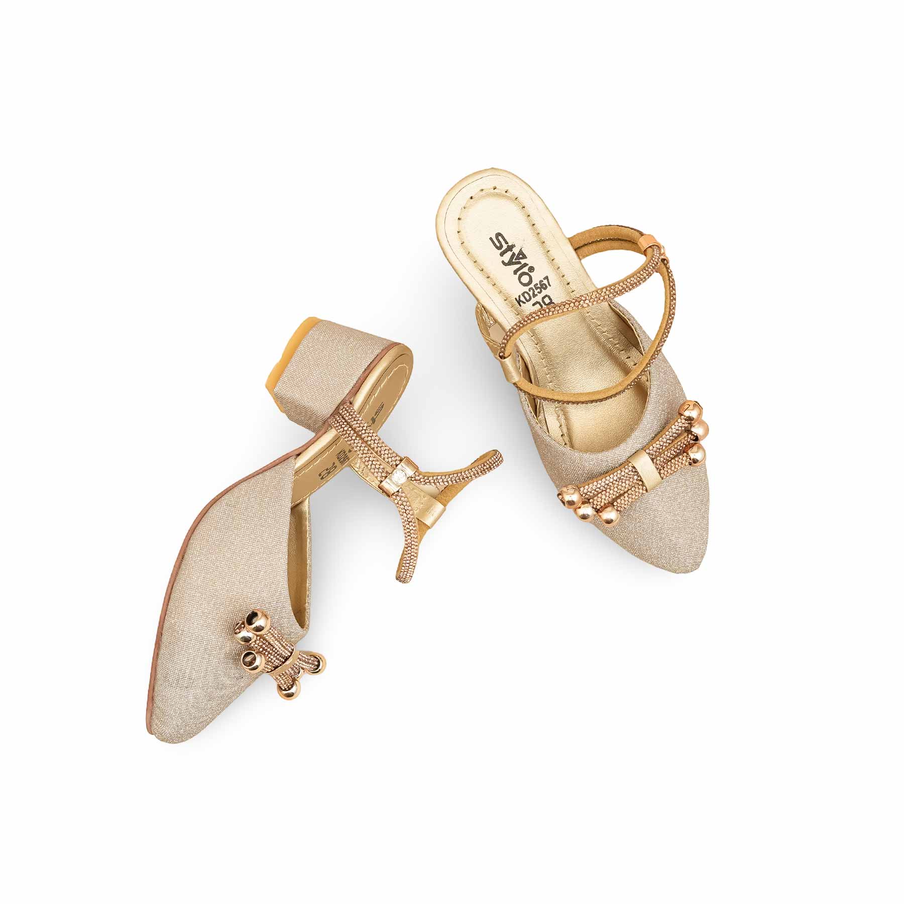 Girls Golden Fancy Pumps KD2567 - Image 5