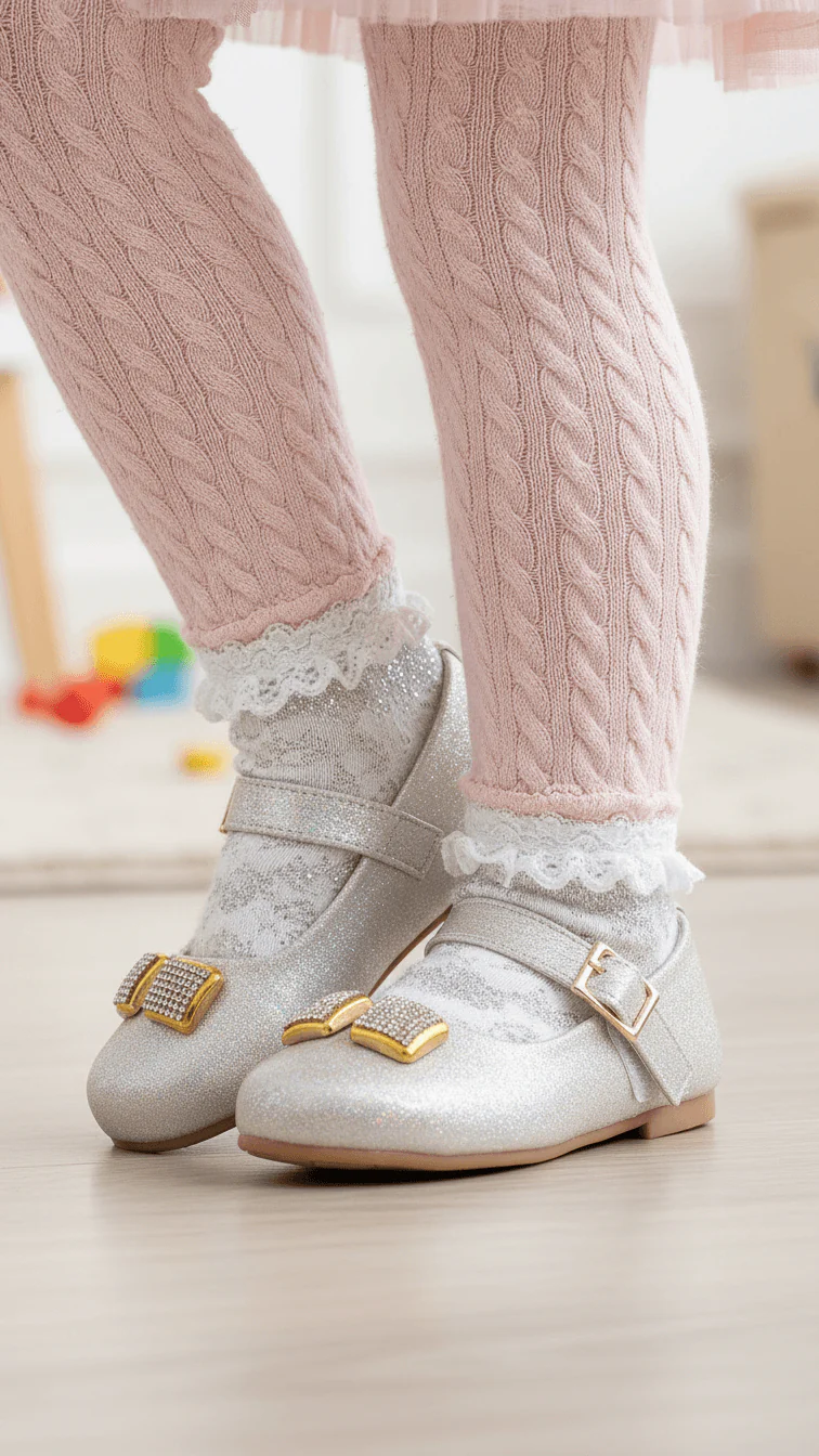 Girls Golden Fancy Pumps KD2583