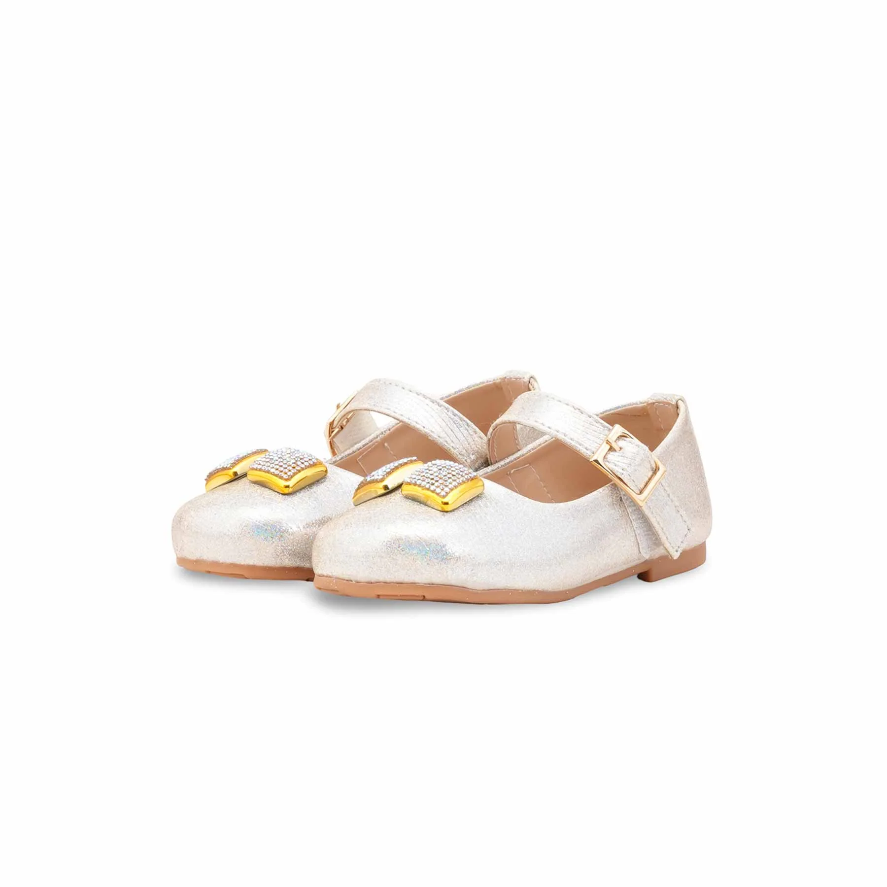 Girls Golden Fancy Pumps KD2583 - Image 3