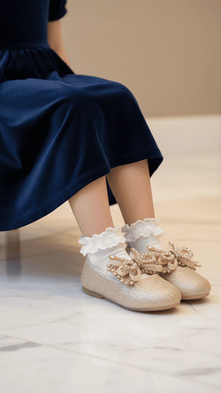 Girls Golden Fancy Pumps KD2594