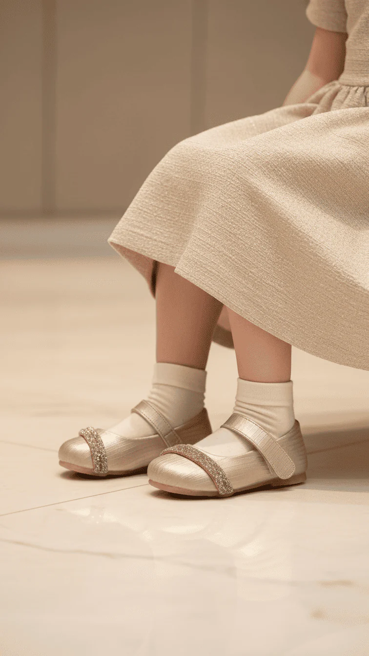 Girls Golden Fancy Pumps KD2634