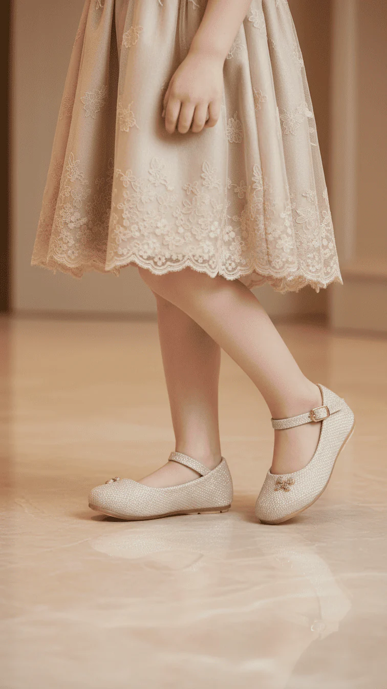 Girls Golden Fancy Pumps KD2635
