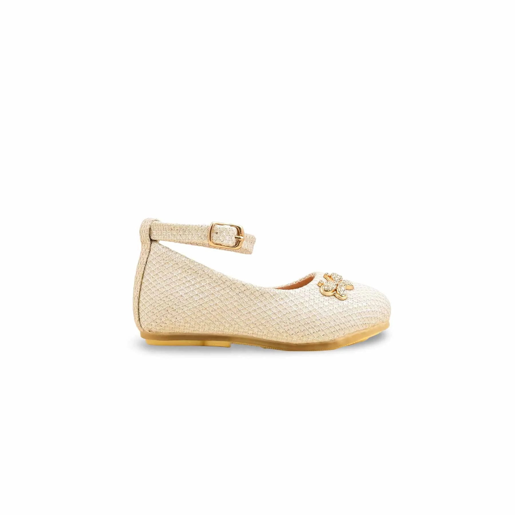 Girls Golden Fancy Pumps KD2635 - Image 2