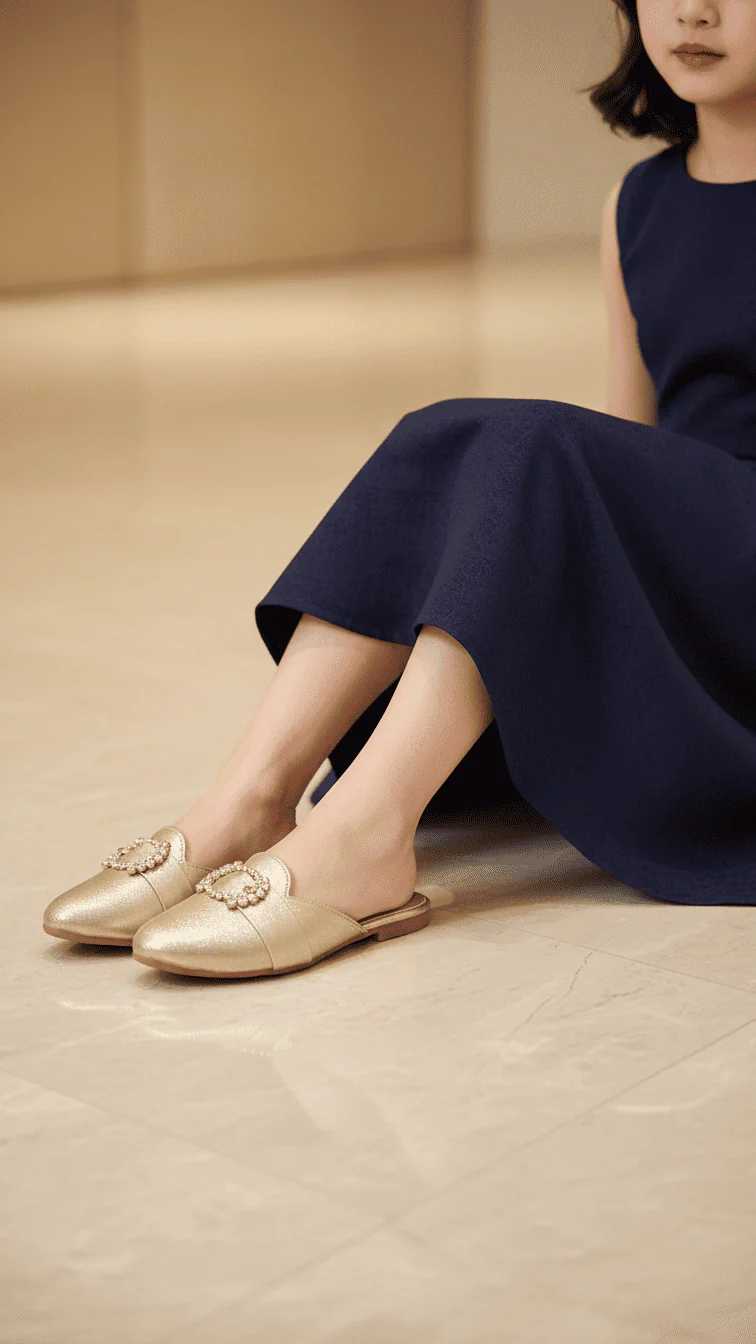 Girls Golden Fancy Pumps KD5721