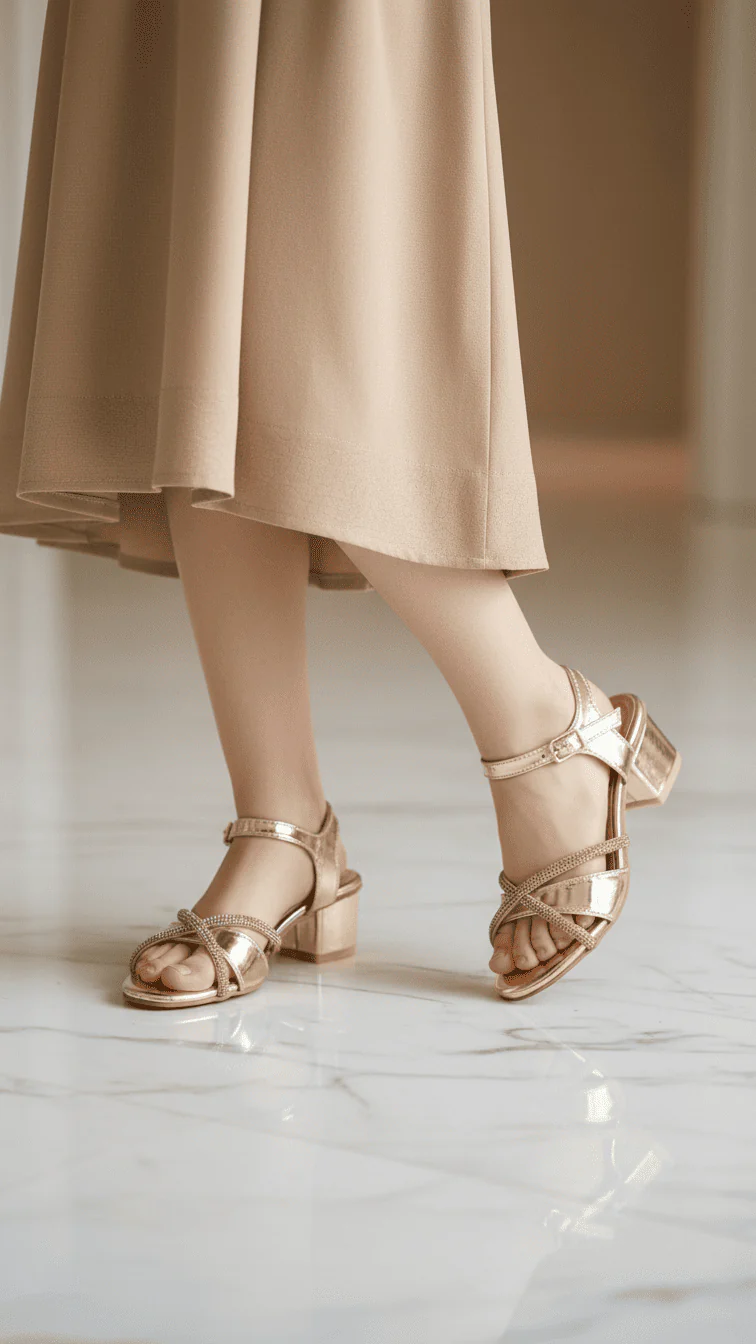 Girls Golden Fancy Sandal KD9861