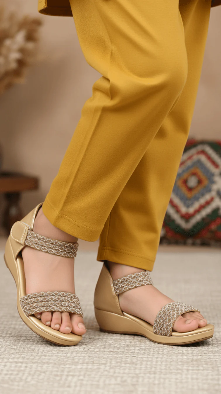 Girls Golden Fancy Sandal KD9878