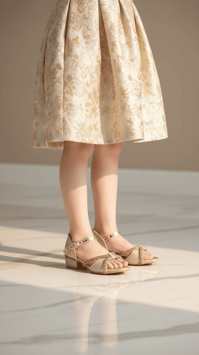 Girls Golden Fancy Sandal KD9914