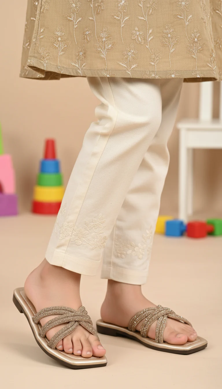 Girls Golden Fancy Slipper KD5924