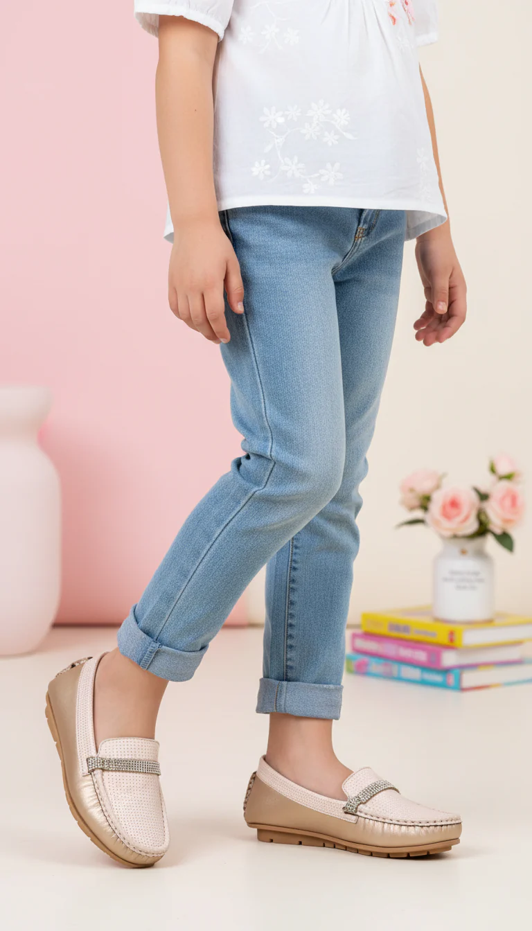 Girls Golden Formal Moccasin KD2355