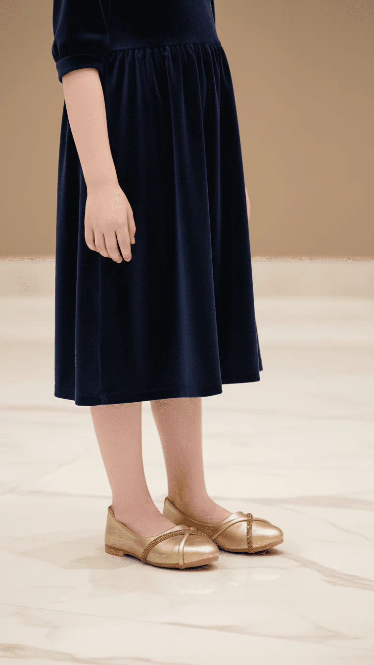 Girls Golden Formal Pumps KD2572