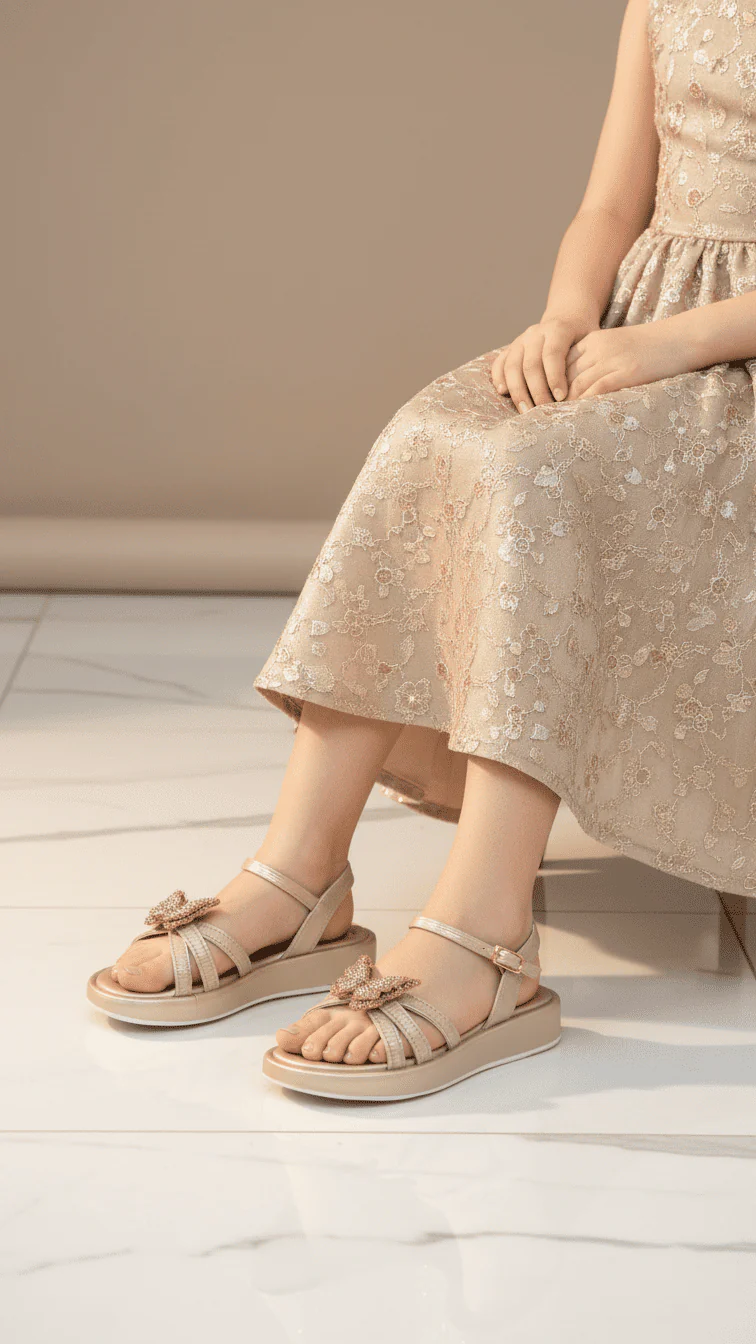Girls Golden Formal Sandal KD9864