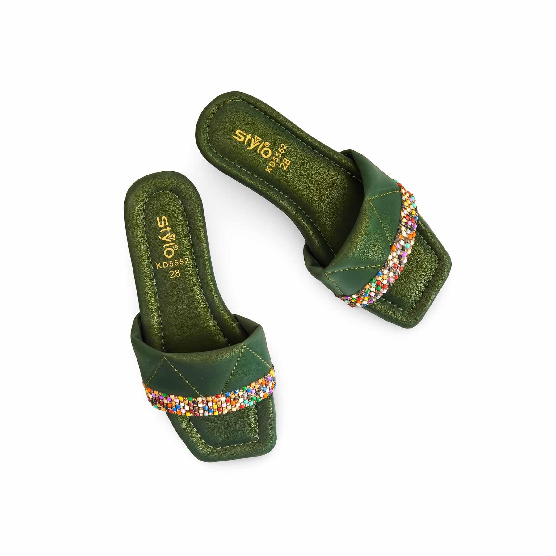 Girls Green Casual Slipper KD5552 - Image 5