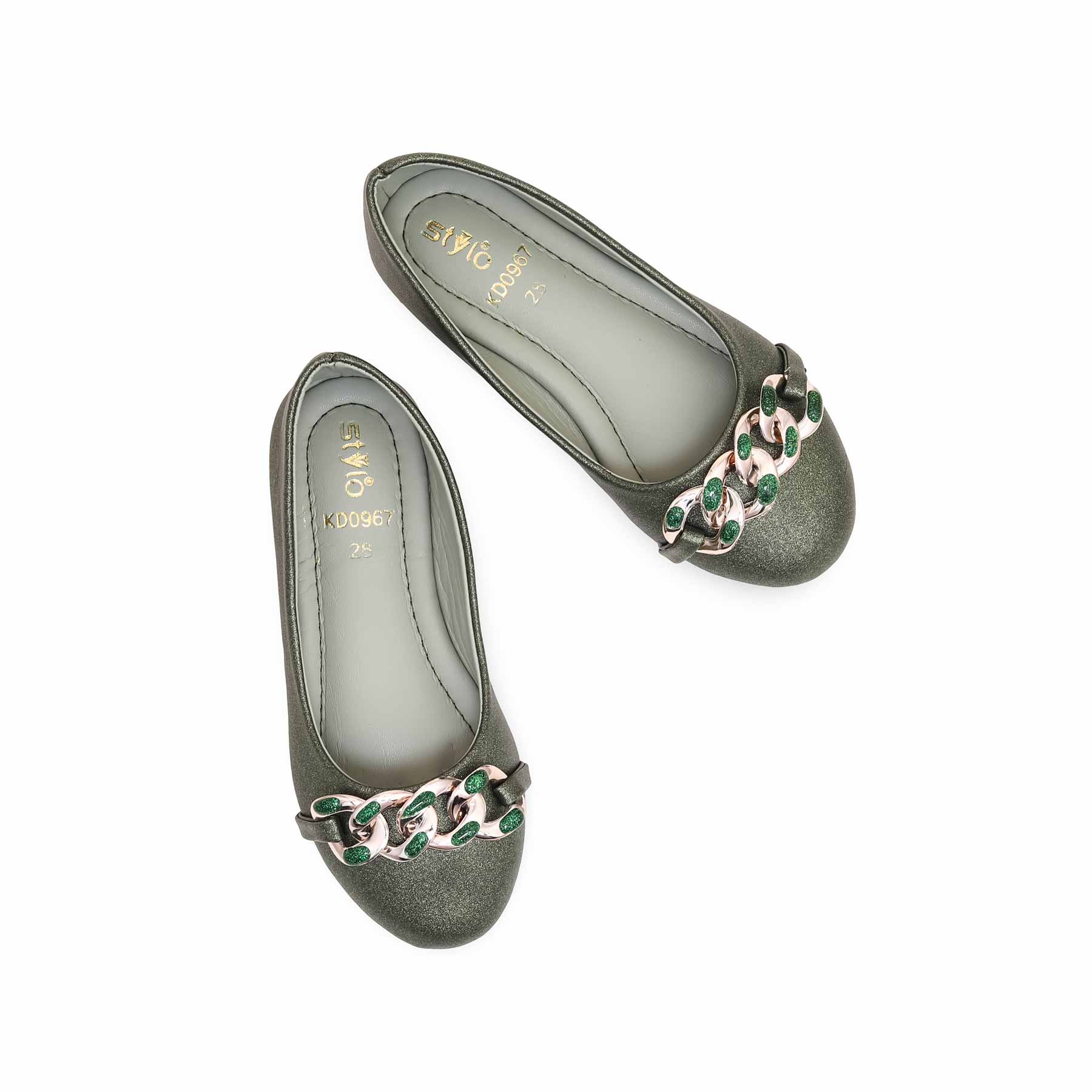 Girls Green Formal Pumps KD0967 - Image 5