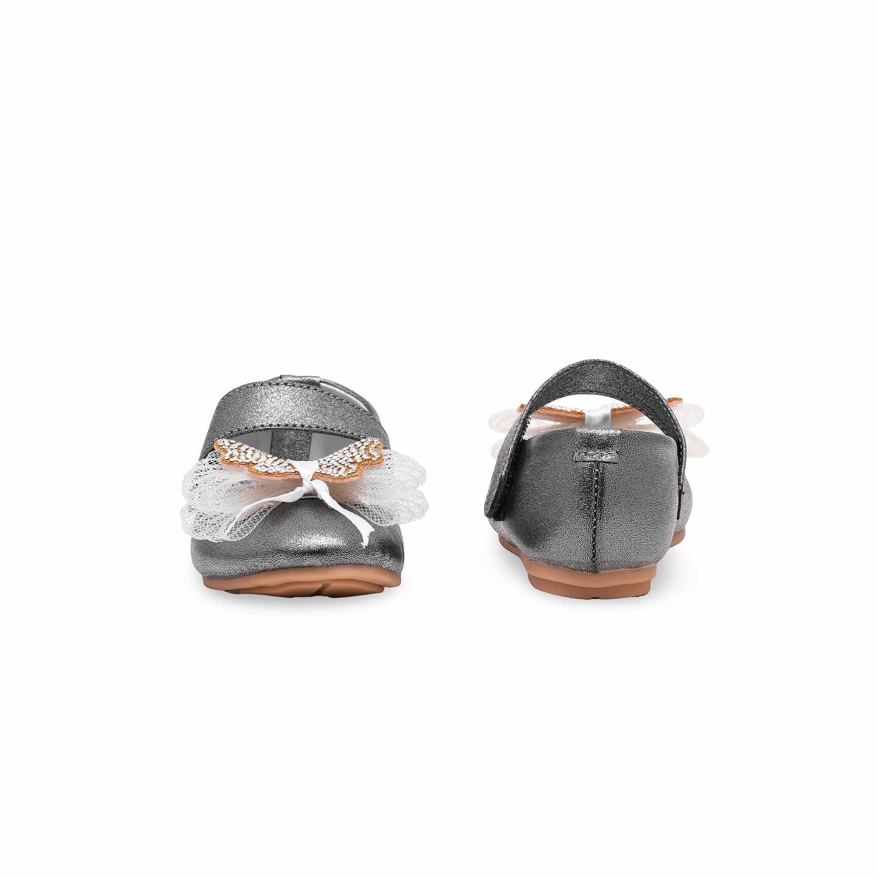 Girls Grey Fancy Pumps KD2260 - Image 4