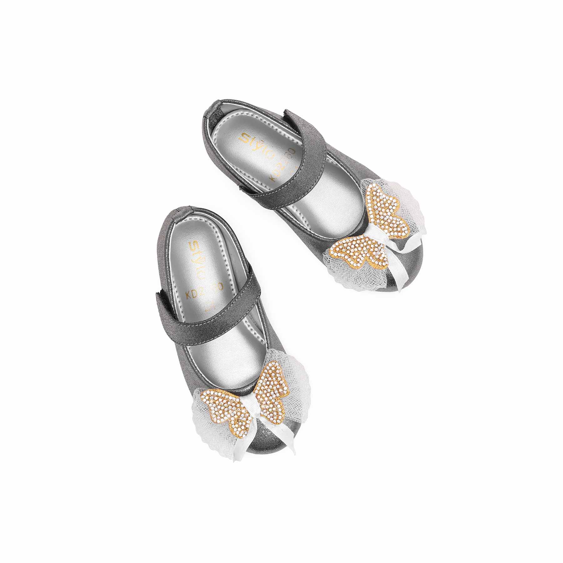 Girls Grey Fancy Pumps KD2260 - Image 5