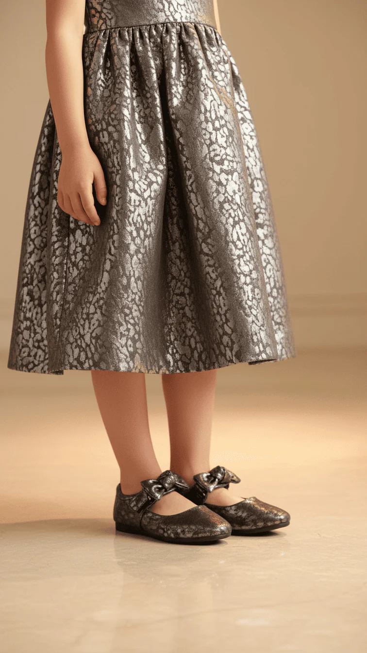 Girls Grey Formal Pumps KD2617