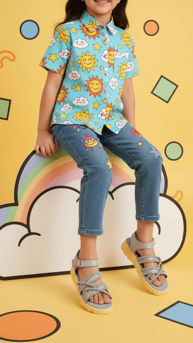 Girls Grey Formal Sandal KD5637