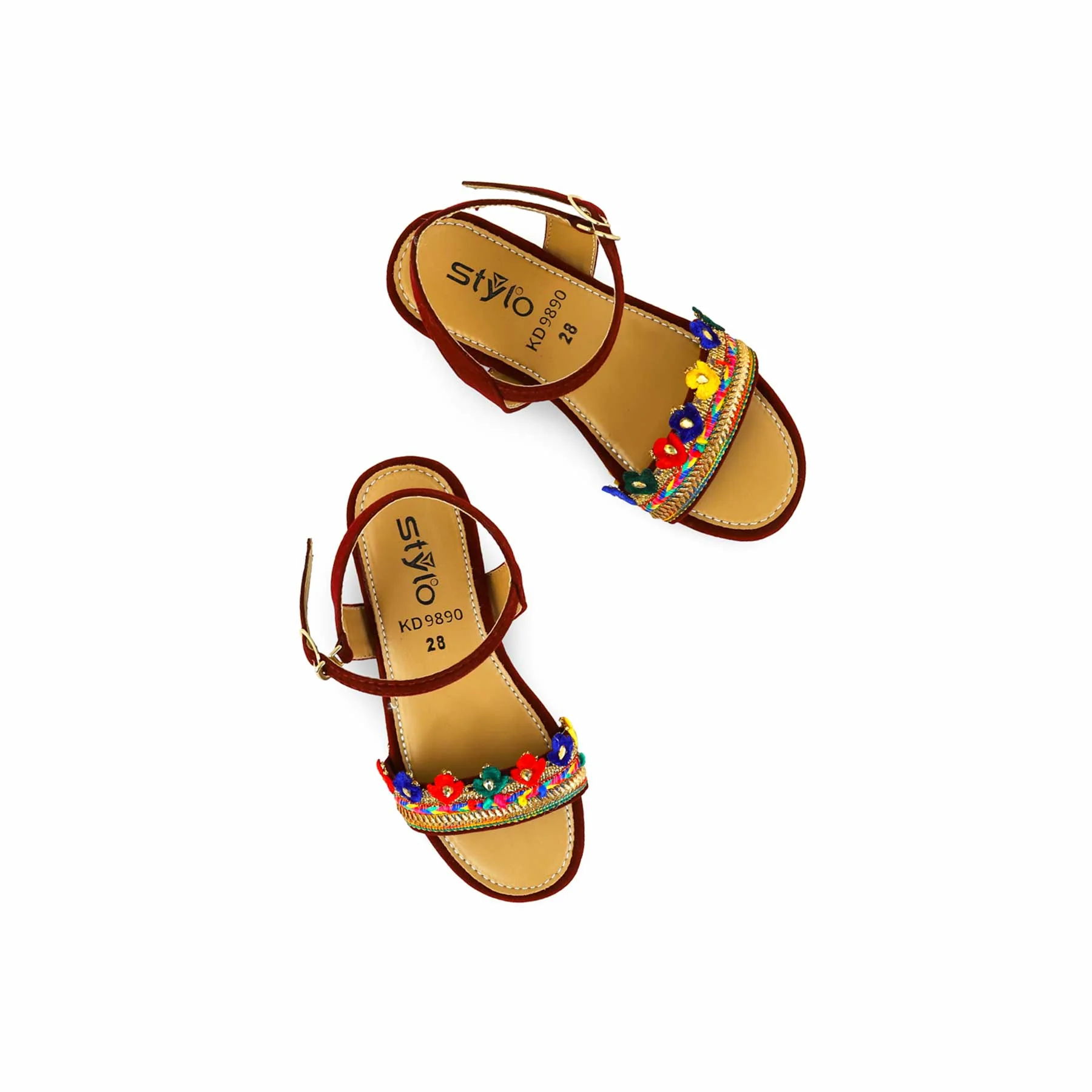 Girls Maroon Casual Sandal KD9890 - Image 4