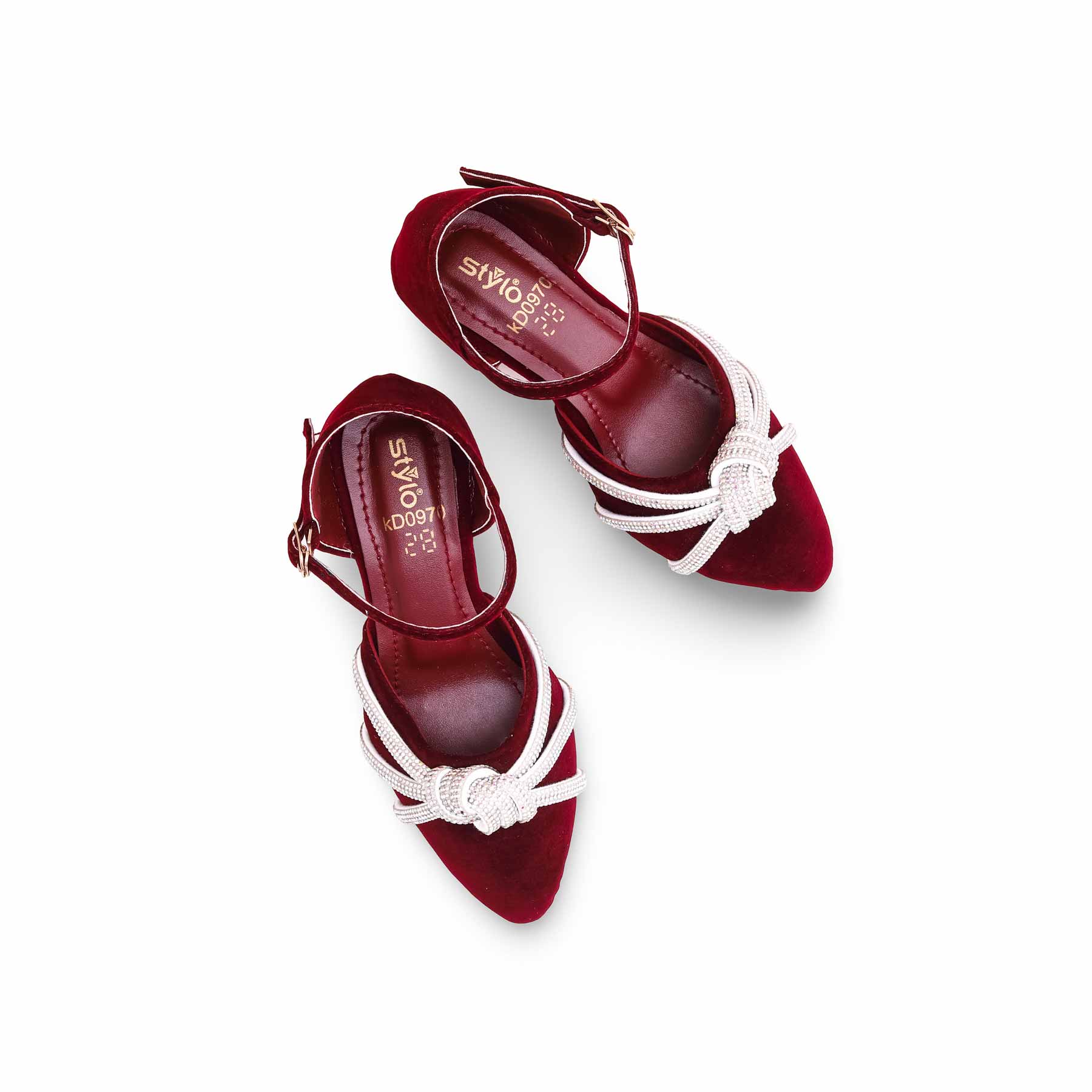 Girls Maroon Fancy Pumps KD0970 - Image 5