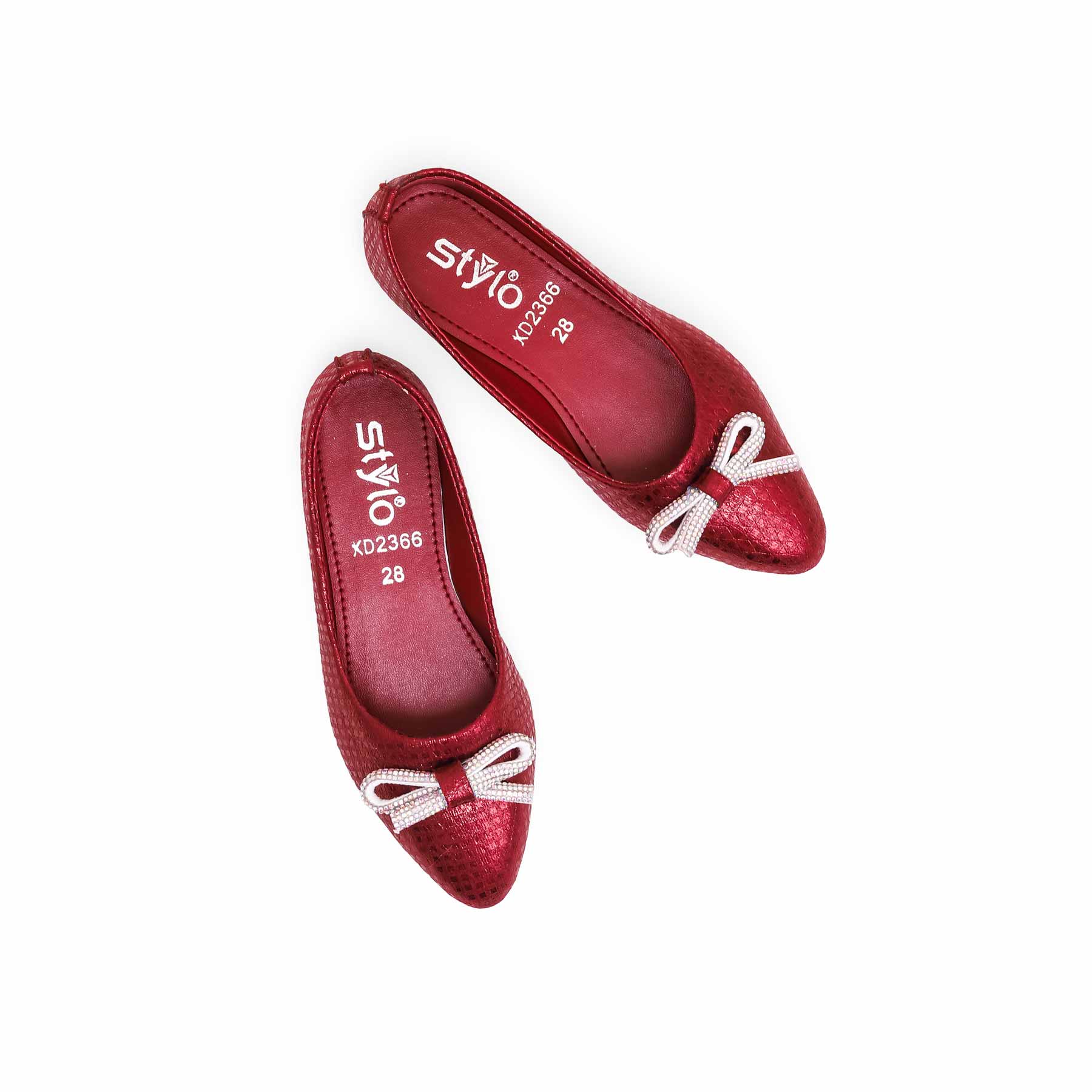 Girls Maroon Fancy Pumps KD2366 - Image 4