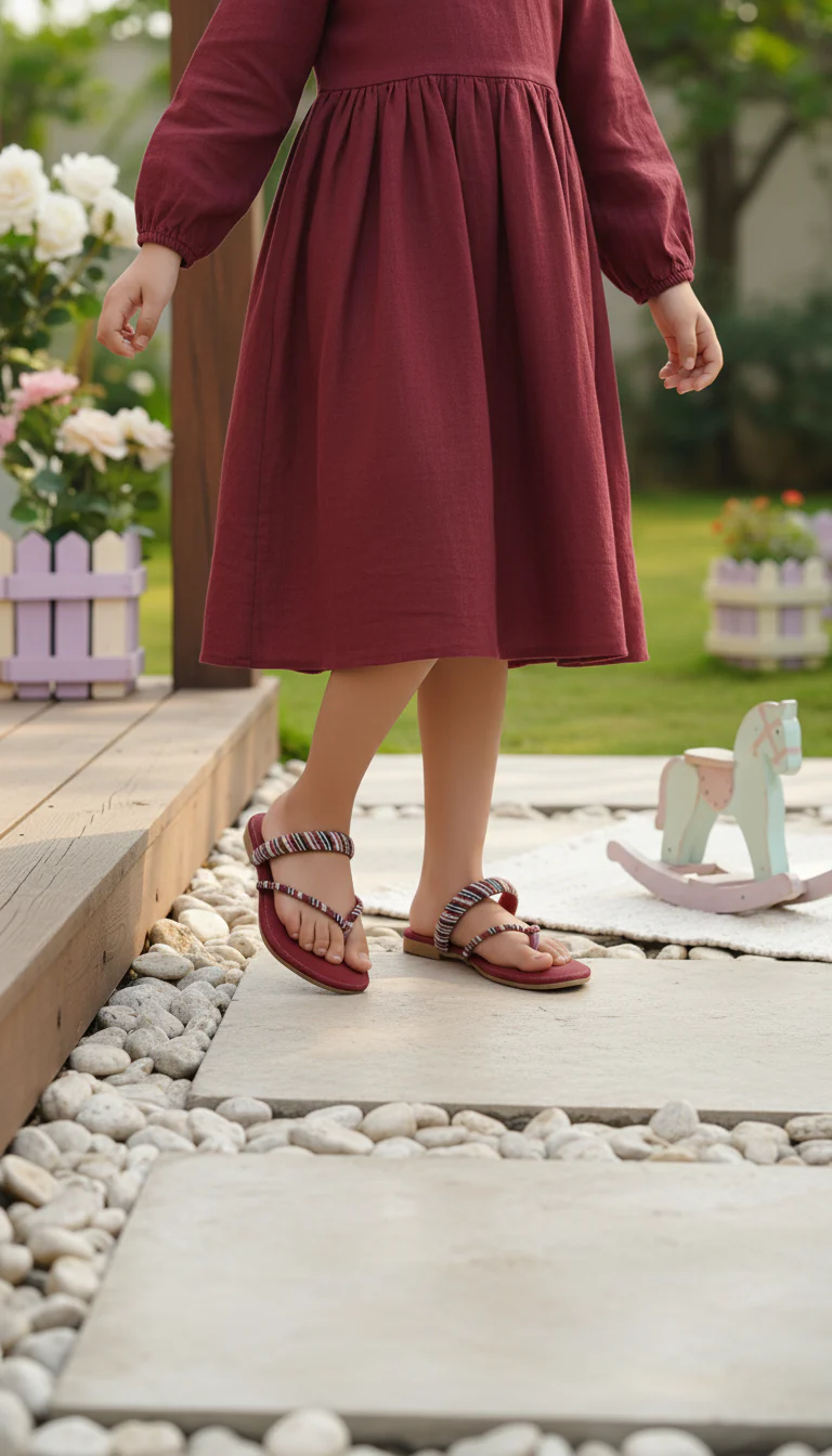 Girls Maroon Fancy Slipper KD5887